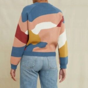 Azalea Organic Cotton Sweater - Abstract Multi Amour Vert - Small